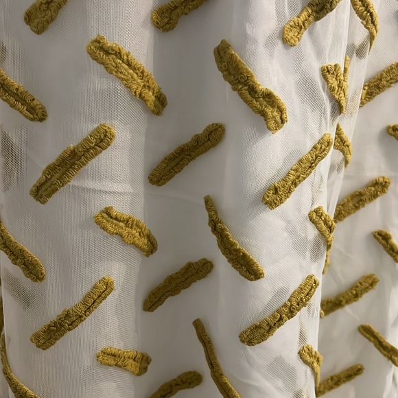 Daniel Rainn Anthropologie Cream & Mustard Embroidered Maxi Skirt Tie Waist - Picture 4 of 8